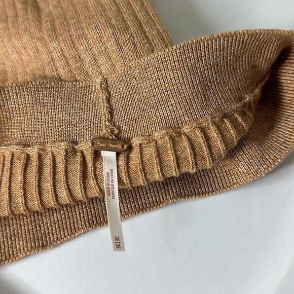 Free People Skyline Front Slit Rib Midi Skirt Stretch Beige Medium - Picture 6 of 8